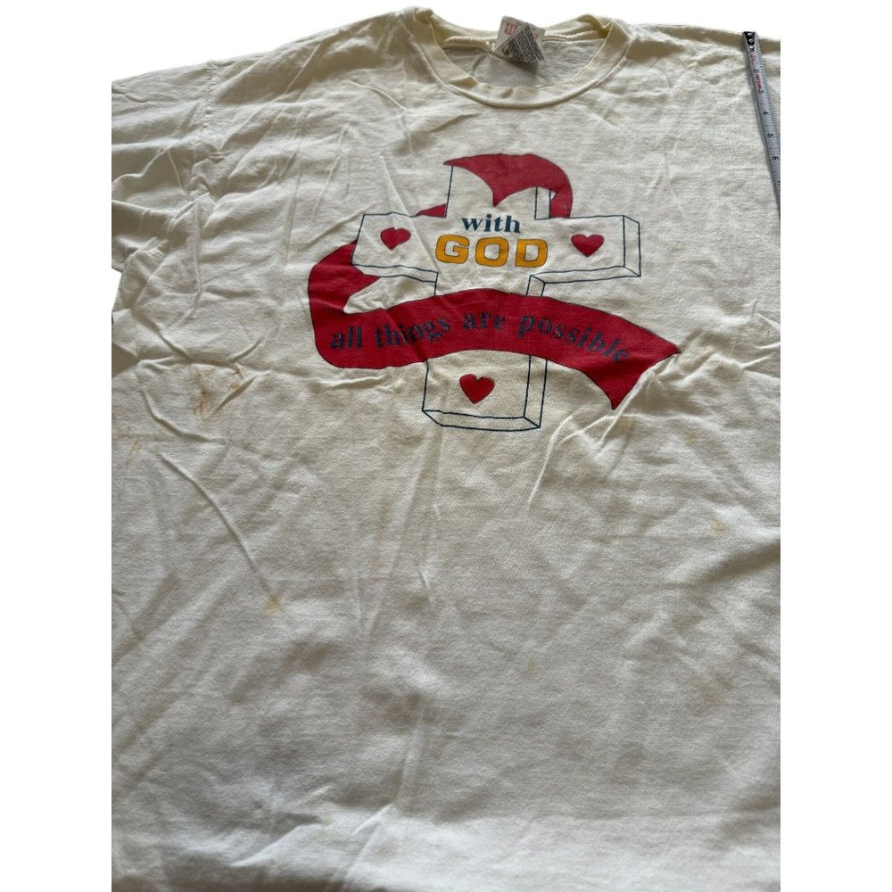 VINTAGE WITH GOD ALL‎ THINGS ARE POSSIBLE T SHIRT XL | E2 - Picture 5 of 7
